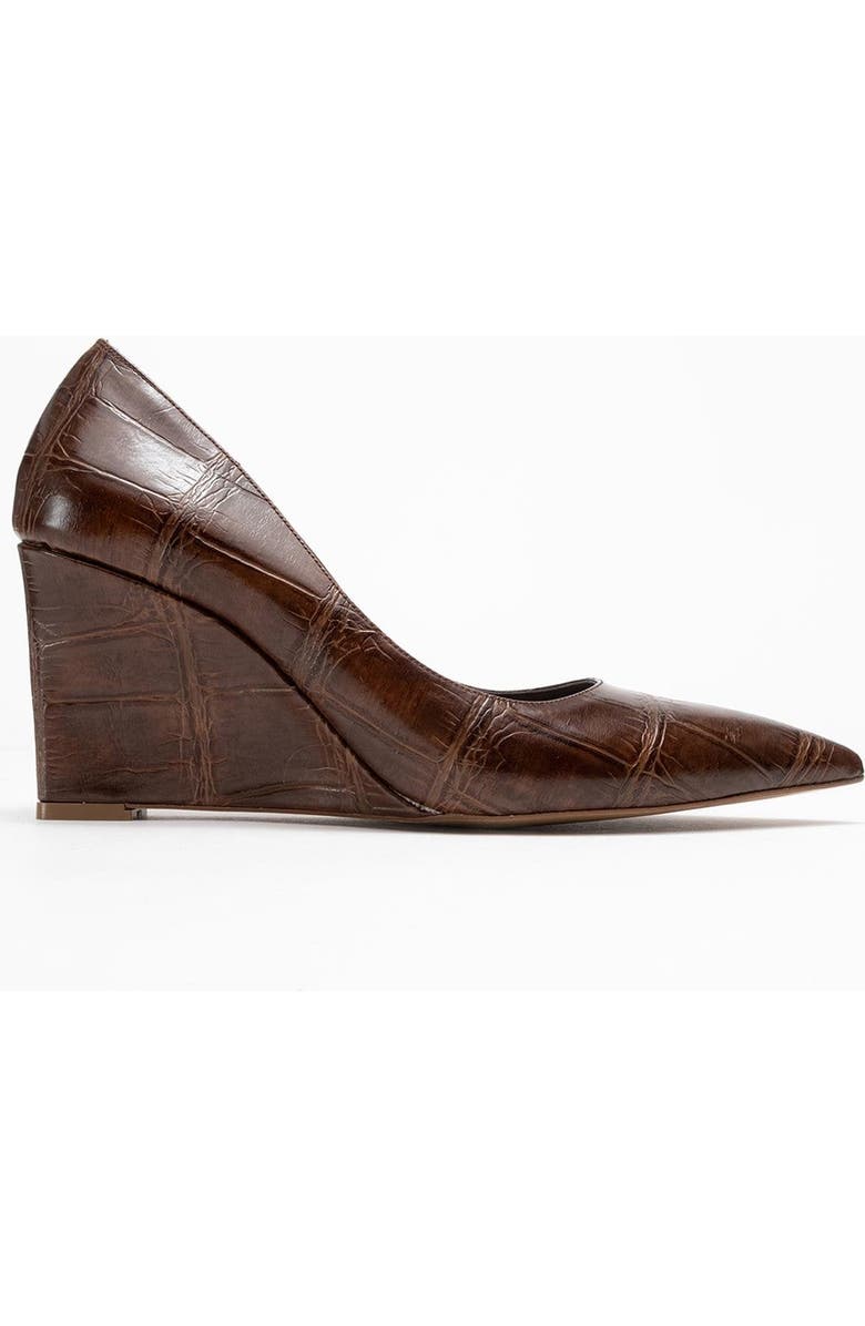 Prologue Shoes Puera Pointed Toe Wedge Pump, Alternate, color, Brown Printed