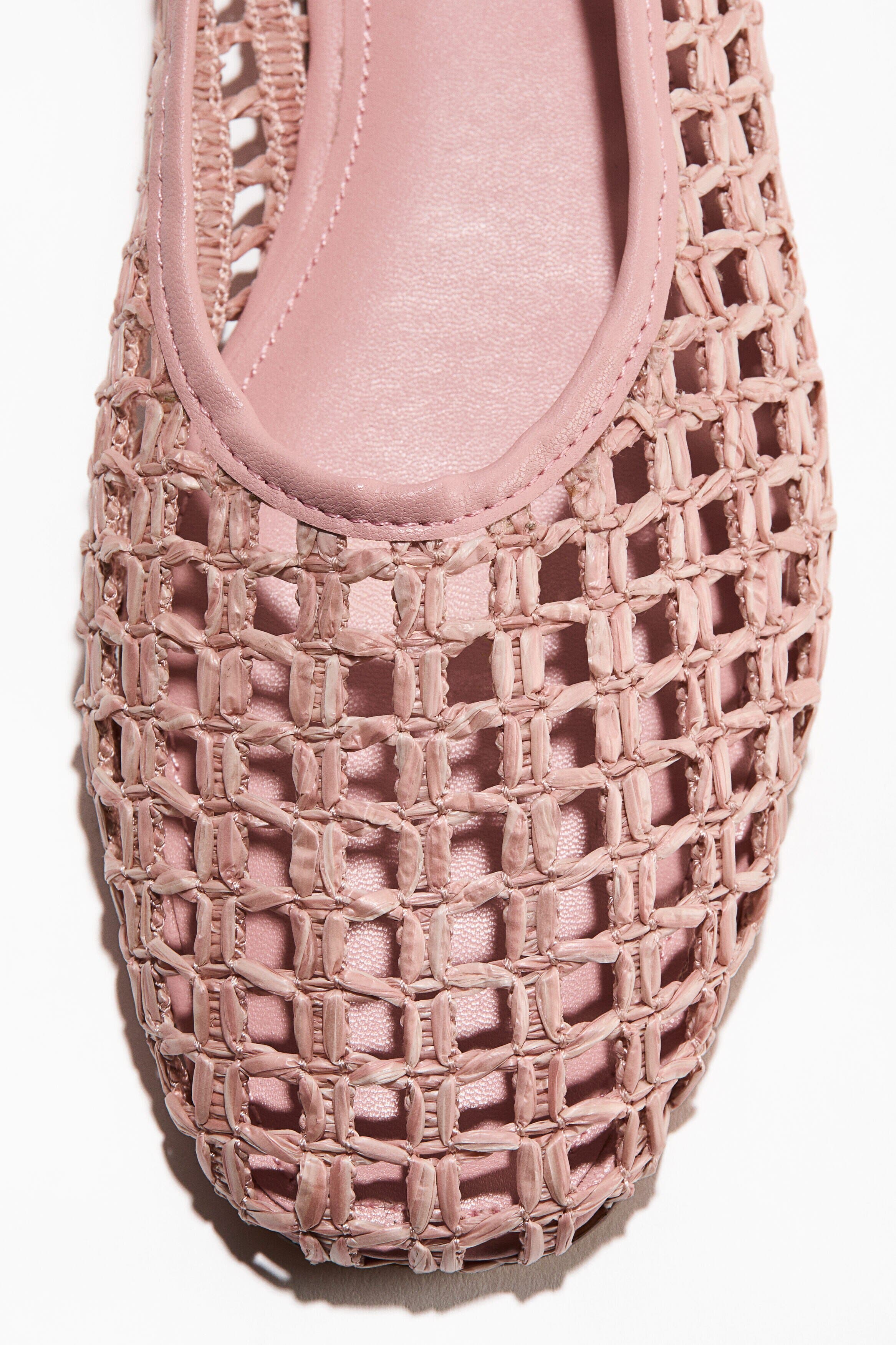 H&M Straw Ballet Flats, Alternate, color, Light Beige