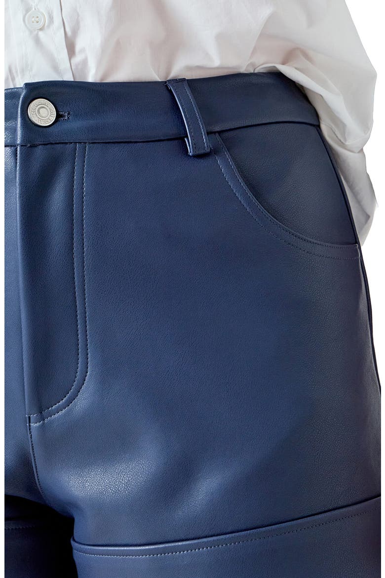 Faux Leather Shorts, Alternate, color, NAVY