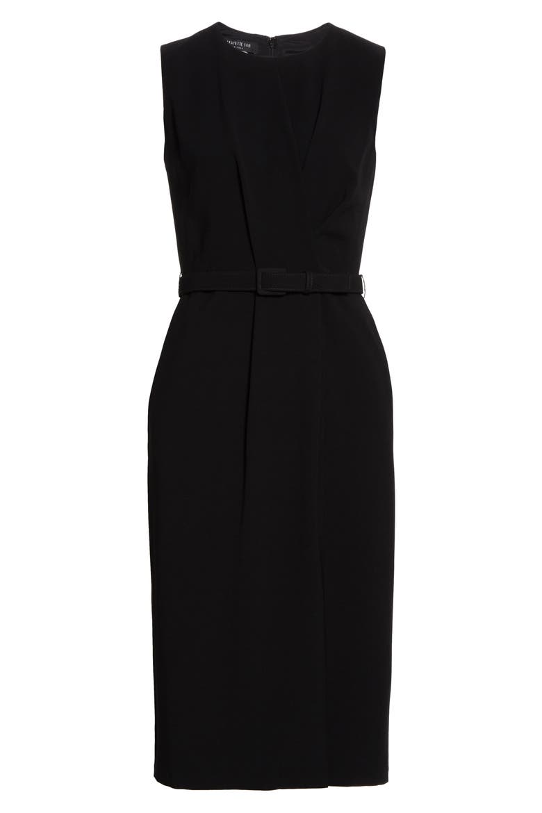 Jude Belted Sheath Dress, Alternate, color, BLACK