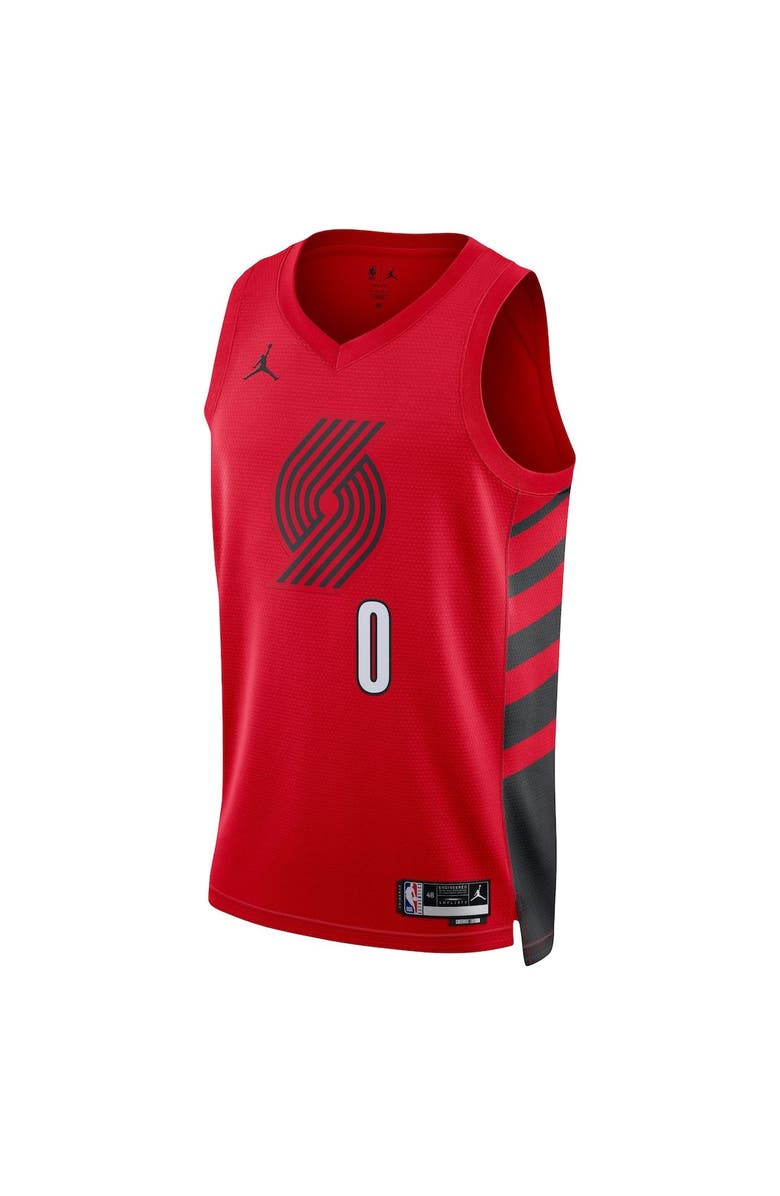 Jordan Brand Unisex Jordan Brand Damian Lillard Red Portland Trail Blazers Swingman Jersey - Statement Edition, Alternate, color, Red