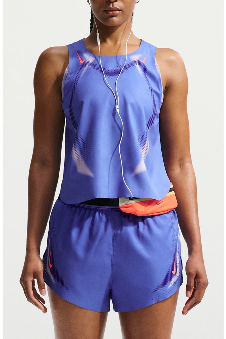 <p>AeroSwift Dri-FIT ADV Crop Running Tank</p>, Main, color, SAPPHIRE/ HOT LAVA/ HOT LAVA