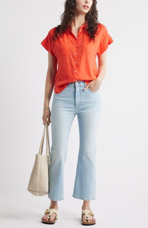 Caslonr Caslon(r) Linen Blend Short Sleeve Button-up Shirt