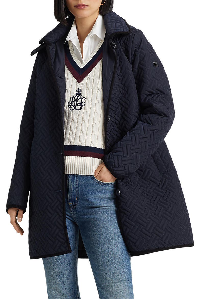 Quilted Coat, Main, color, DK NAVY