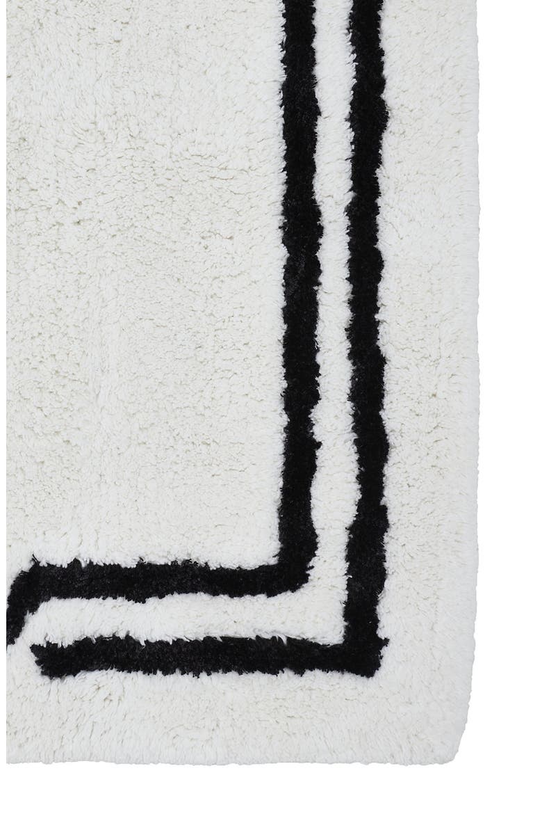 Black & White Border Bath Rug, Alternate, color, WHITE/ BLACK