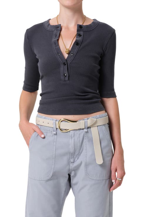 Nali Mineral Wash Elbow Sleeve Henley