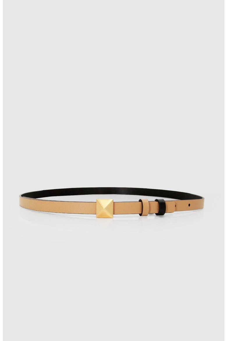 Cleopatra Pyramid Stud Leather Belt, Main, color, Tan/Black
