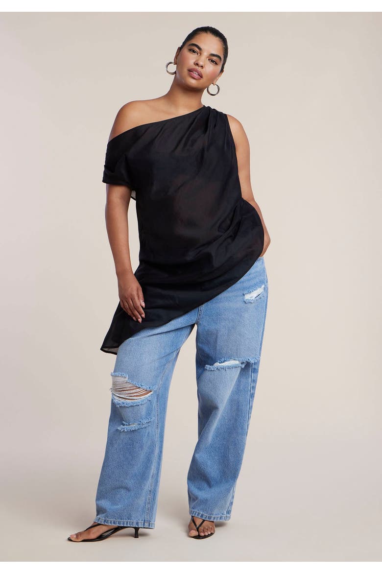 Off The Shoulder Sheer Top, Alternate, color, BLACK ONYX