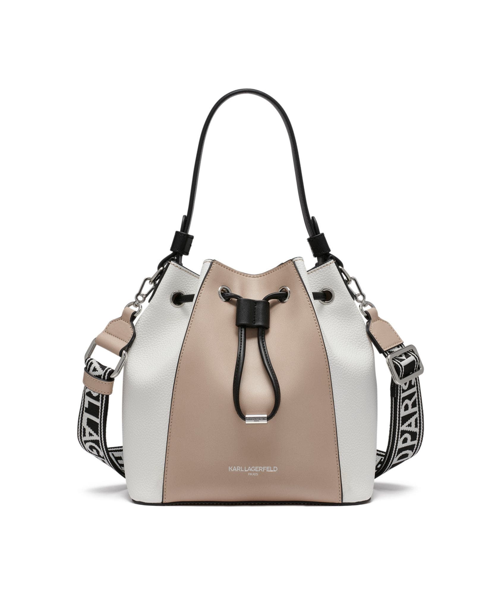 Adele Bucket Bag, Main, color, Black/Brie/White