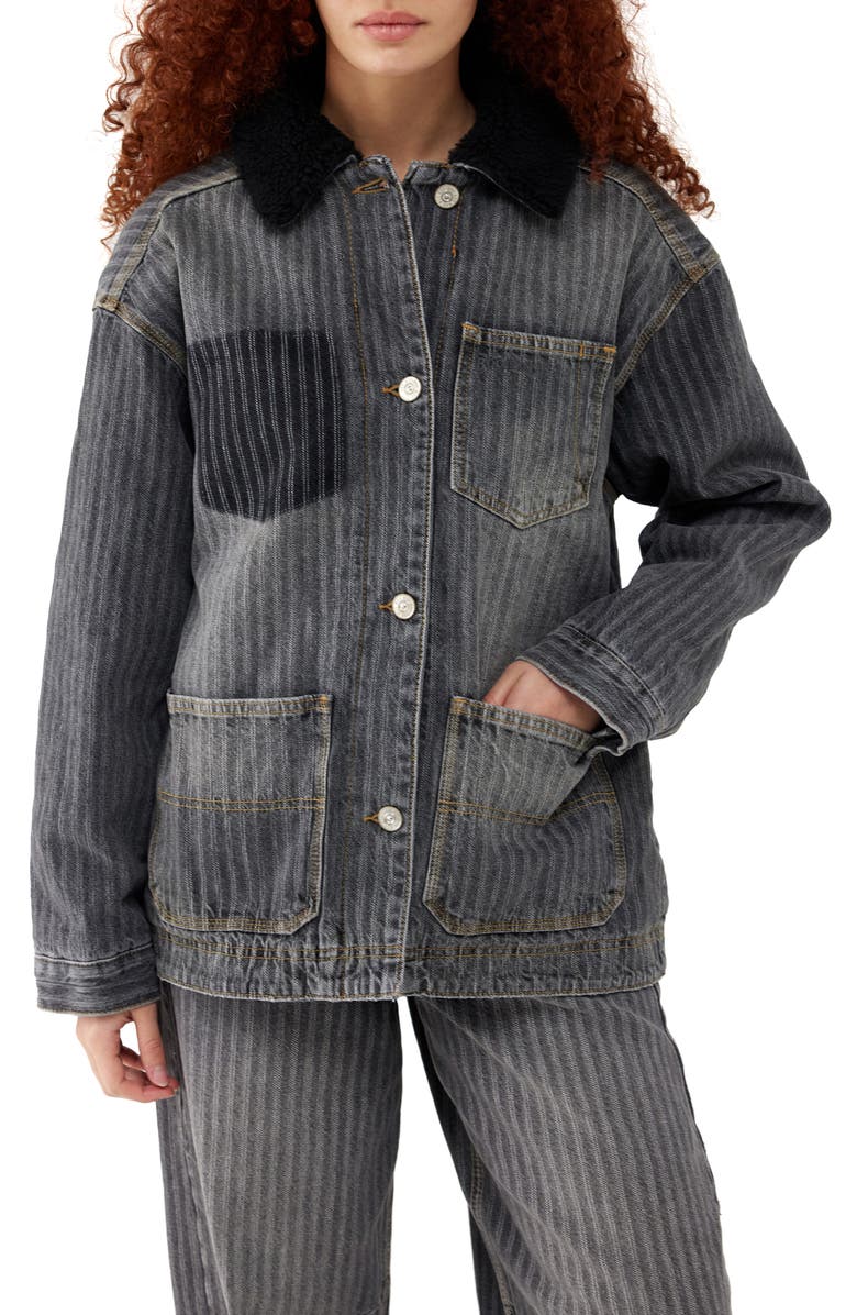 BDG Urban Outfitters Oversize Herringbone Stripe Denim Jacket, Main, color, 