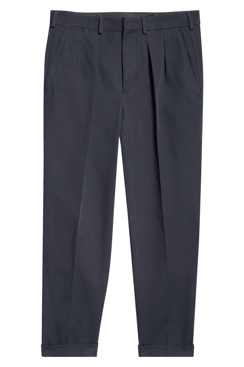 Pleated Cotton Gabardine Chinos, Alternate, color, HB906 MIDNIGHT NAVY