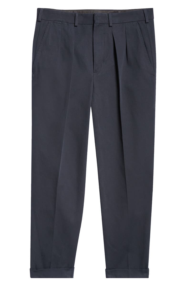 TOM FORD Pleated Cotton Gabardine Chinos, Alternate, color, Hb906 Midnight Navy