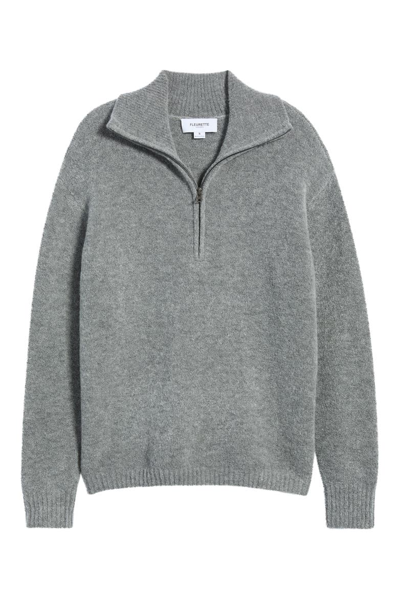 Boucle Quarter Zip Mock Neck Pullover, Alternate, color, GREY
