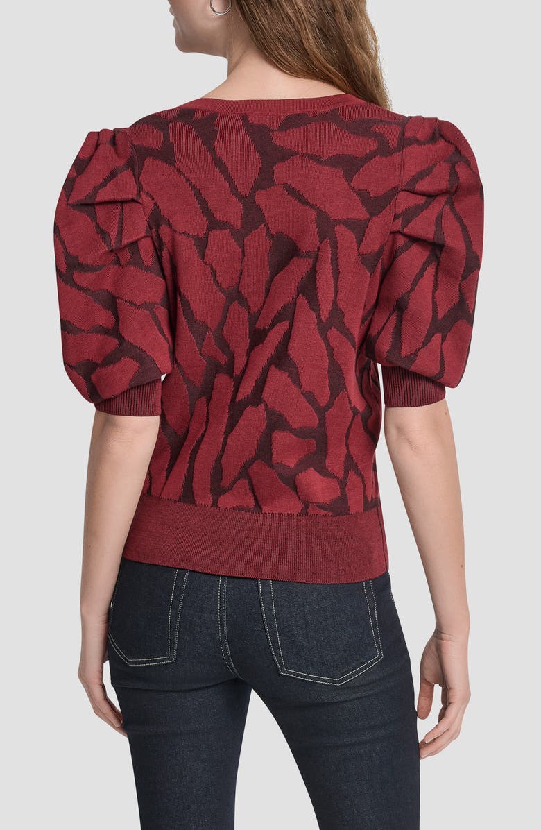 DKNY Texture Puff Sleeve Sweater, Alternate, color, Merlot