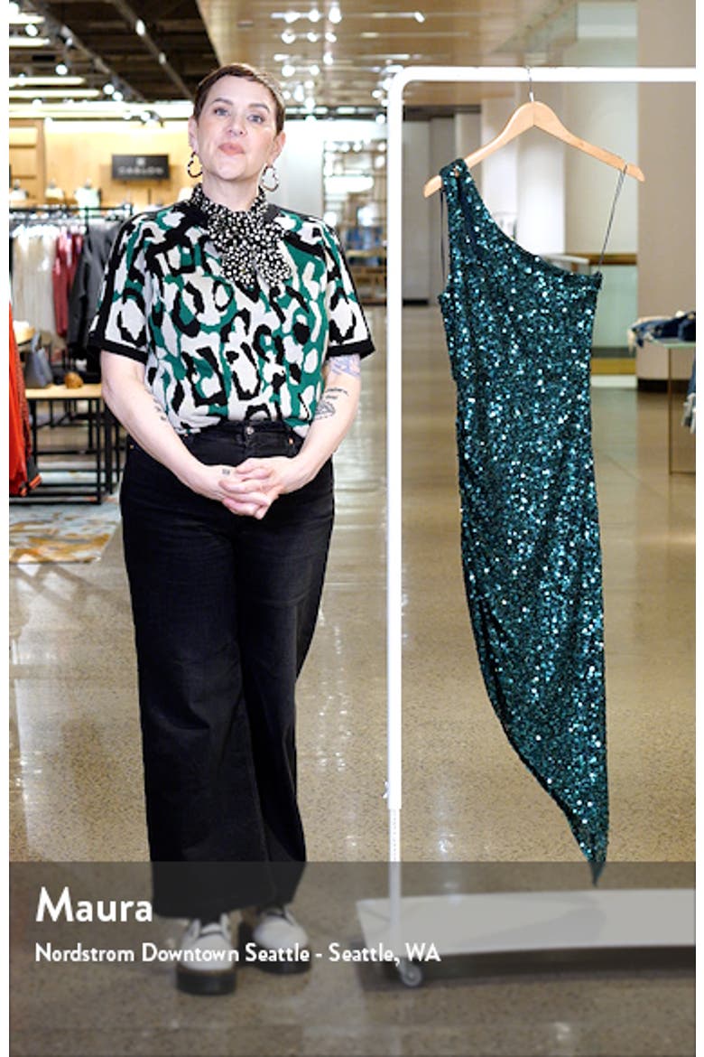 Cutout Asymmetric One-Shoulder Sequin Cocktail Dress video