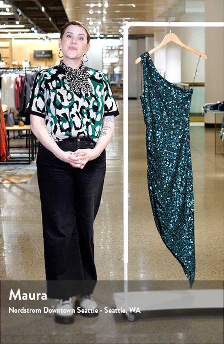 Cutout Asymmetric One-Shoulder Sequin Cocktail Dress, sales video thumbnail