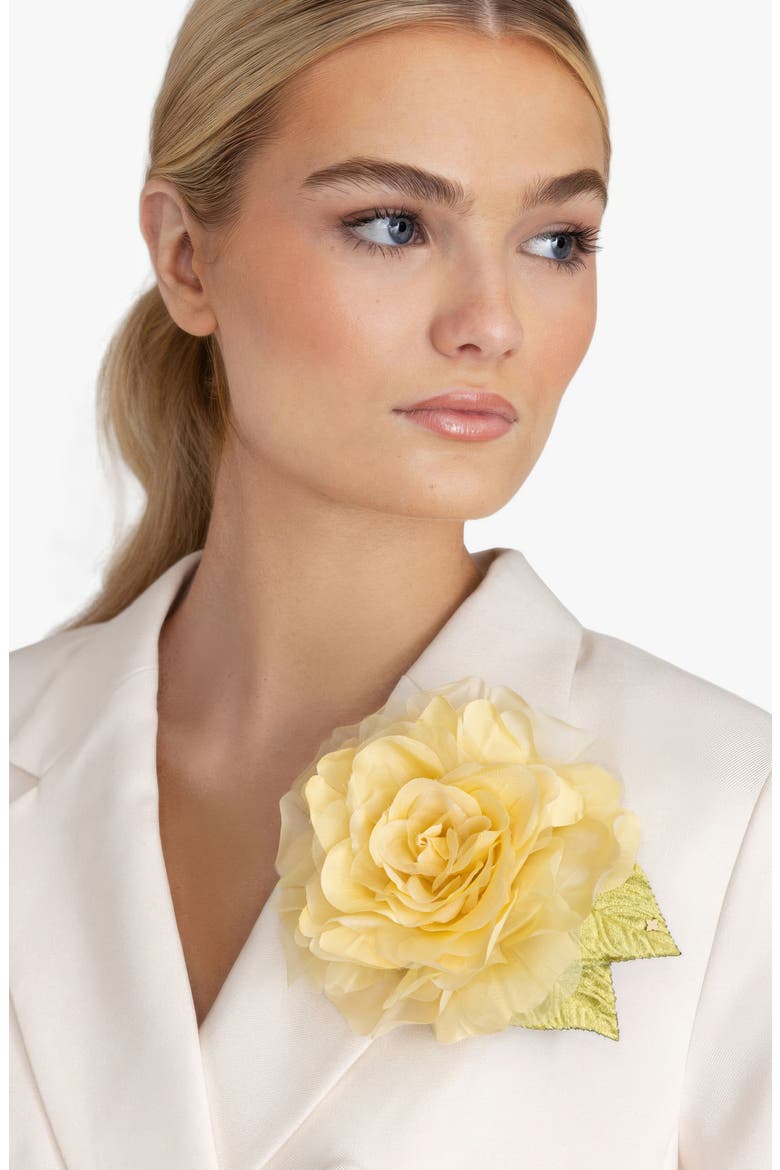 The Large Yellow Rose Floral Brooch, Alternate, color, Yellow