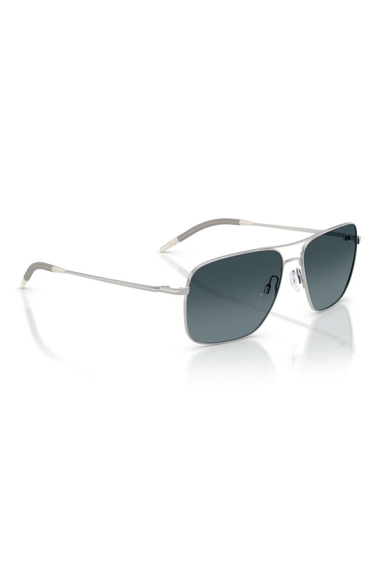 Clifton 58mm Polarized Gradient Rectangular Sunglasses, Alternate, color, SILVER / BLUE GRADIENT POLAR