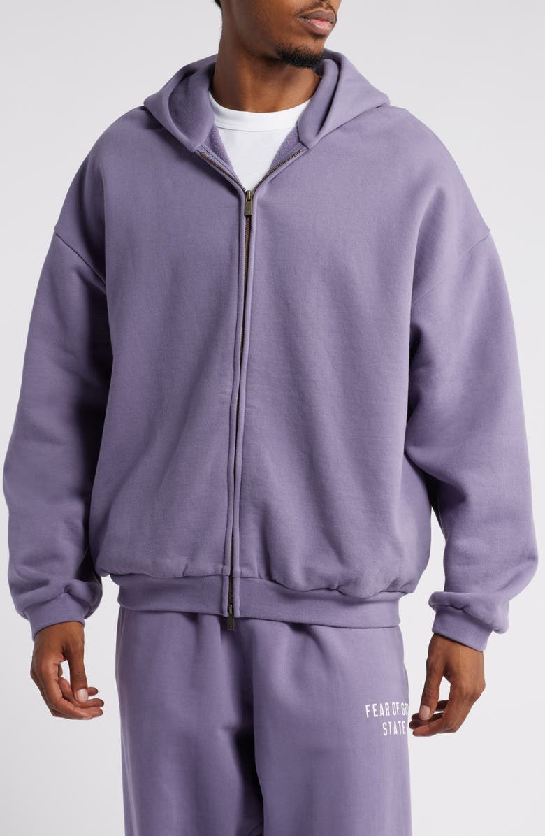 Fear of God Essentials Gender Inclusive Logo Zip-Up Hoodie, Alternate, color, 