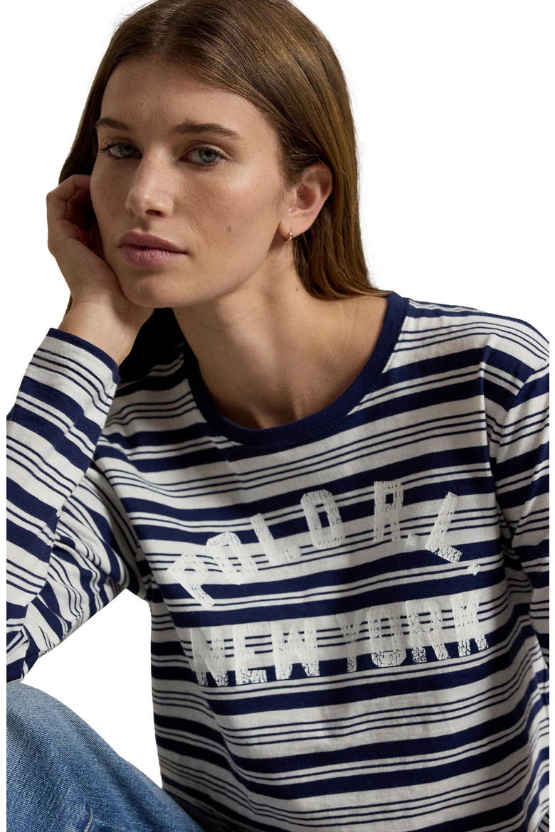 Stripe Graphic Logo Cotton Jersey T-Shirt, Alternate, color, NEWPORT NAVY/ NEVIS