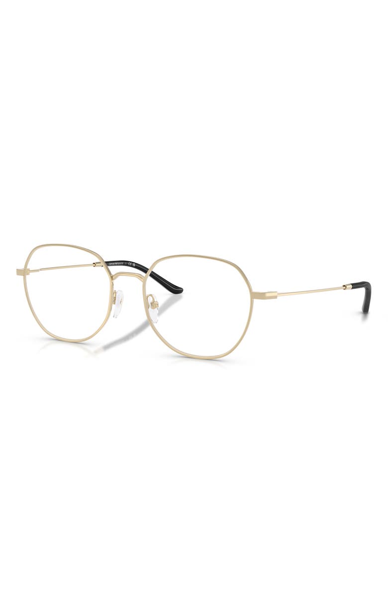 Emporio Armani 54mm Round Optical Glasses, Alternate, color, Shiny Pale Gold / Demo Lens