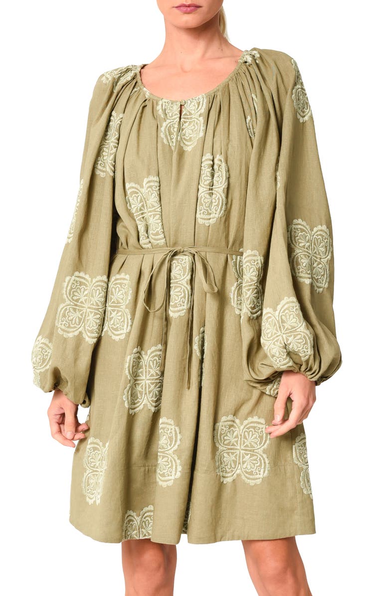 CIEBON Mia Lace Tie Waist Long Sleeve Minidress, Alternate, color,