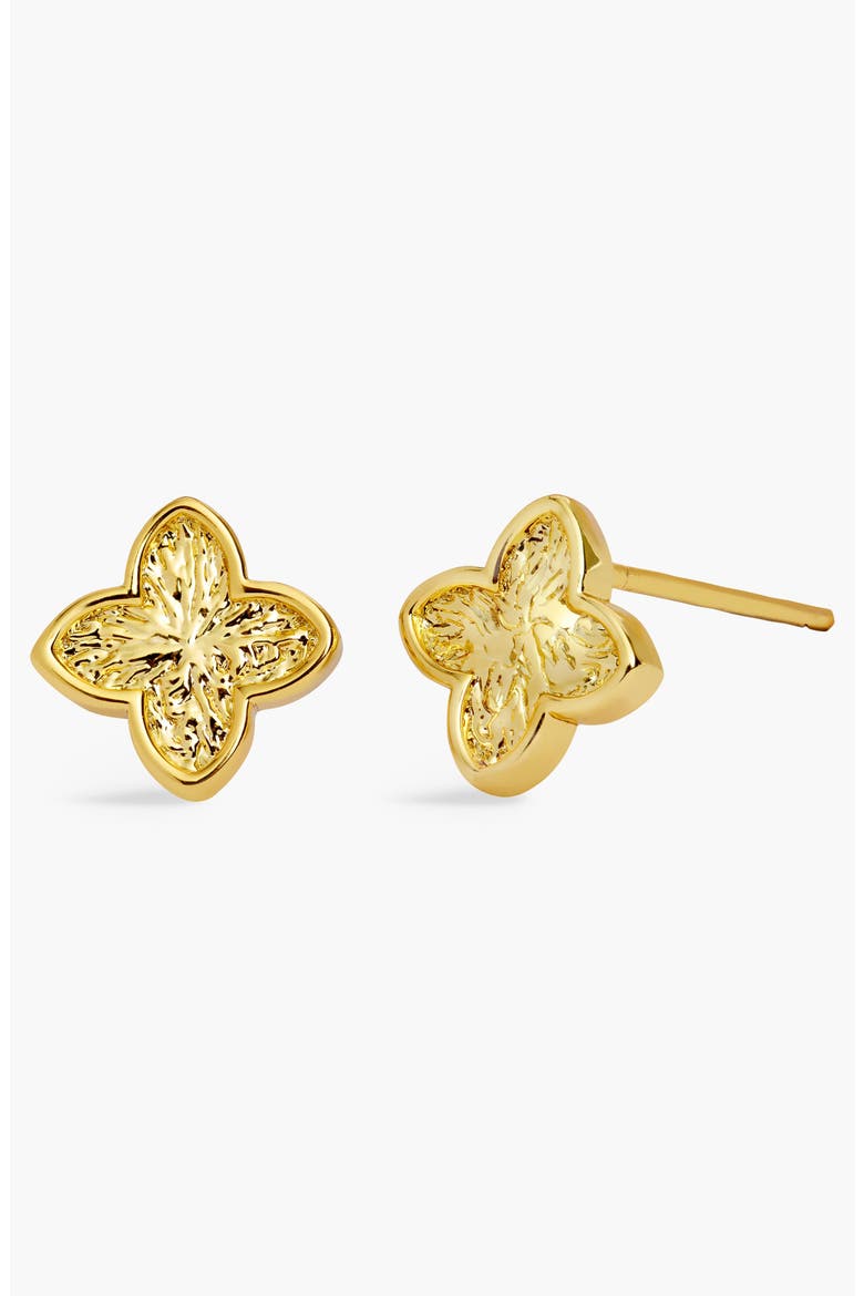 Signature Clover Collection Textured Clover Stud Earrings In Gold-Tone Plating, Alternate, color, Stud