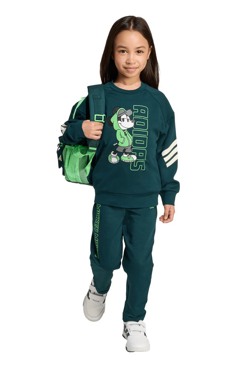 adidas Originals x Disney Kids' Mickey Crewneck Sweatshirt & Joggers Set, Alternate, color, Aurivy/Lim