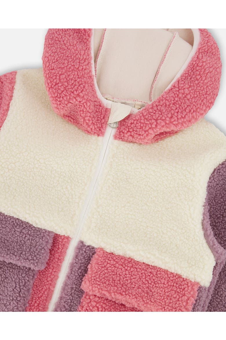 Girl Long Sleeve Fleece Jacket, Alternate, color, Lilac Colorblock