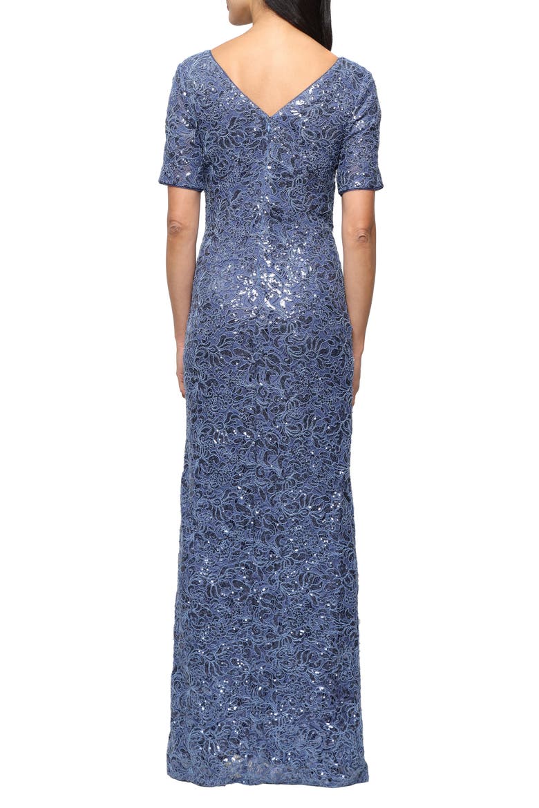 Sequined Lace Gown, Alternate, color, WEDGEWOOD