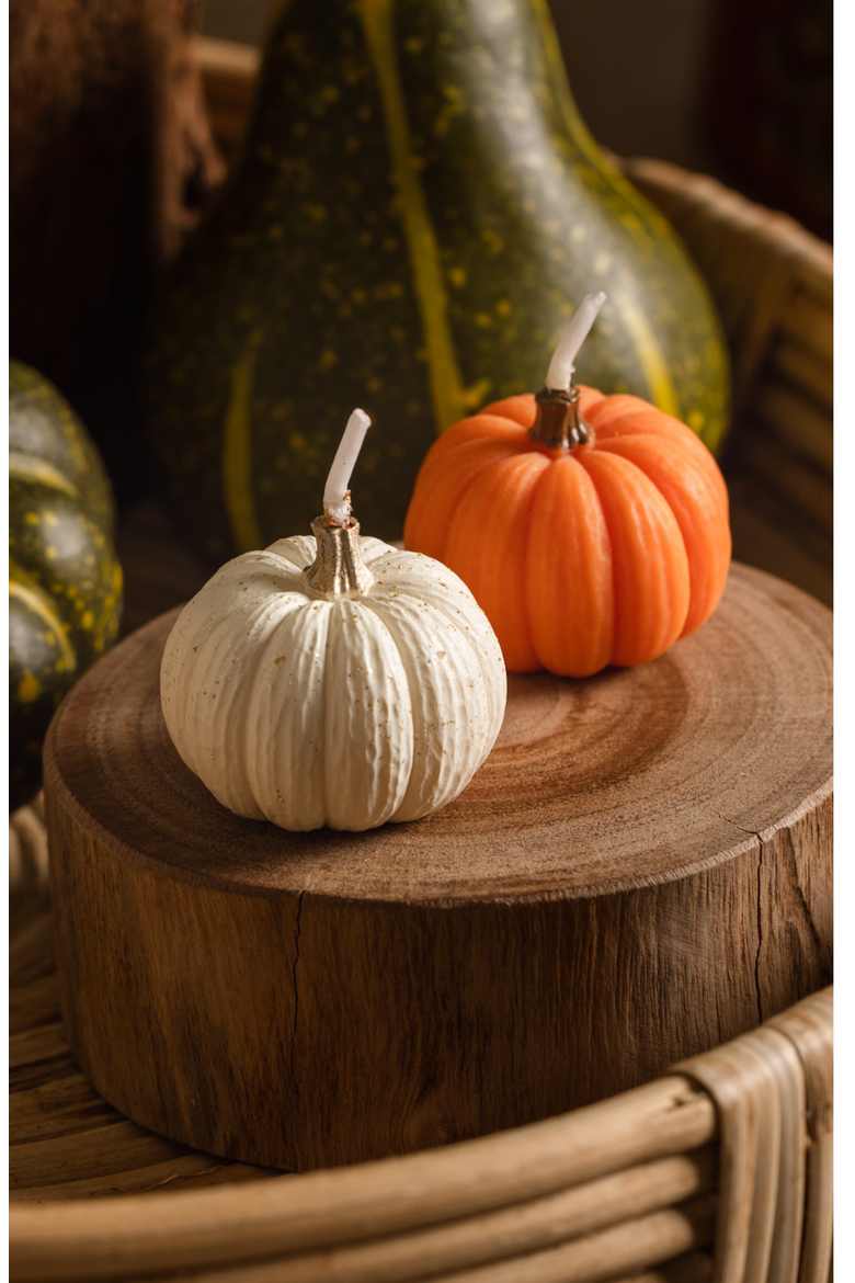 Pumpkin Candle Set, Alternate, color, Orange / Off-white