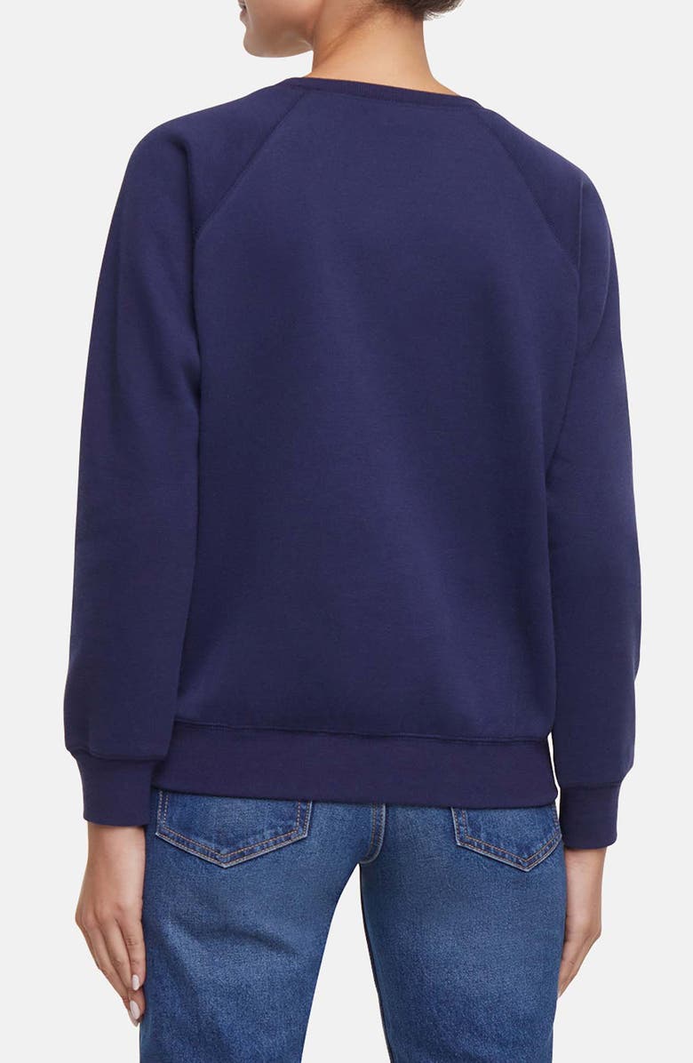 Wildfox Coffee First Embroidered Sweatshirt, Alternate, color, Peacoat