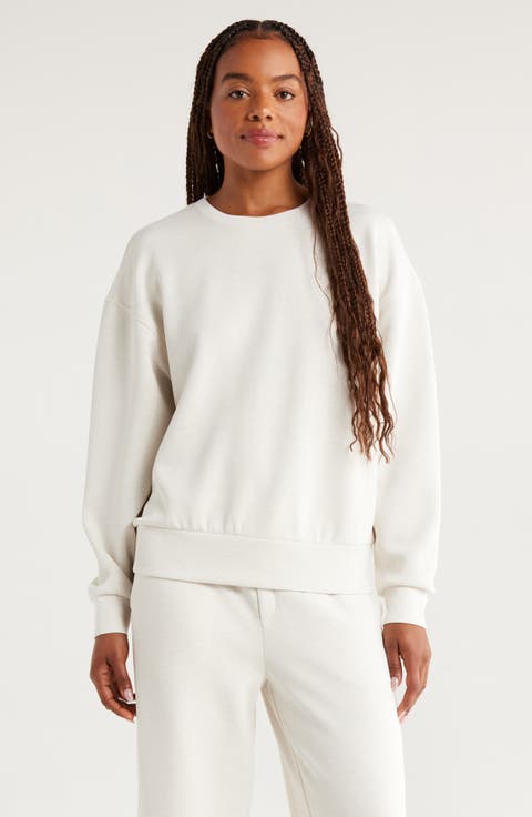 売れ筋商品|||インク アンド アイヴィー パーカー・スウェットシャツ アウター レディース Women's Long Sleeve Sweat Top with Lounge Pant, Set of 2 Present White V-Neck Jersey Sweatshirt IO409 - Acubi style | LEWKIN