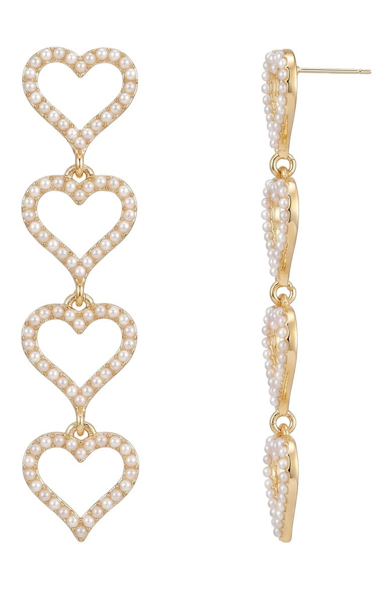 Chaia Heart Drop Earrings, Alternate, color, Gold