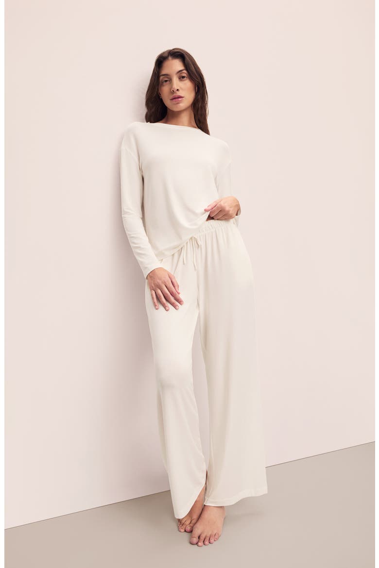 Gisele Stretch Modal Pajama Top, Alternate, color, IVORY
