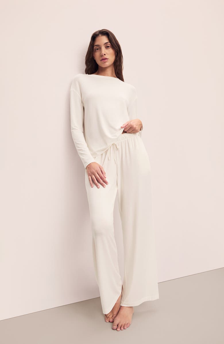 Eberjey Gisele Stretch Modal Pajama Top, Alternate, color, Ivory