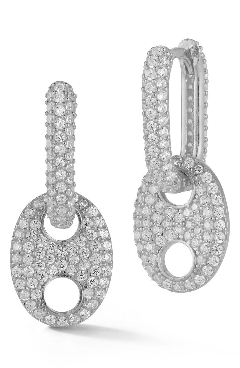 GLAZE JEWELRY Sterling Silver Pave CZ Drop Earrings, Main, color, 