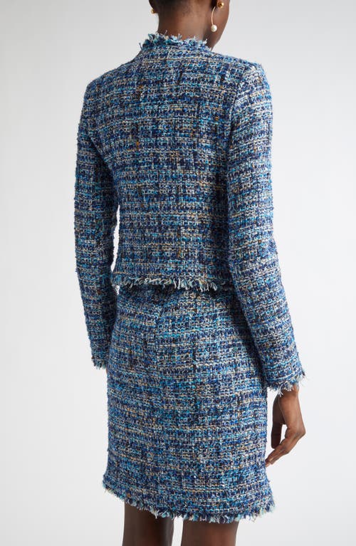 St John St. John Collection Eyelash Tweed Jacket In Blue
