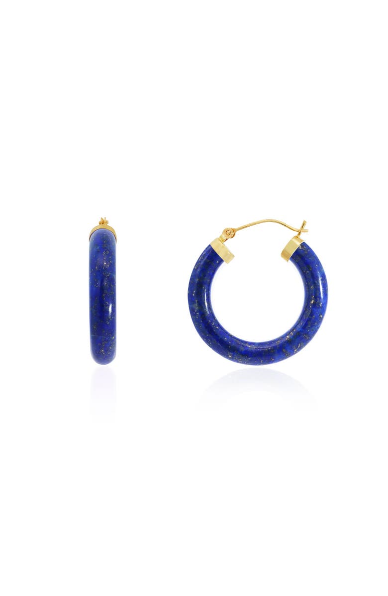 The Lovery Fine Jewelry Lapis Hoop Earrings, Main, color, Lapis