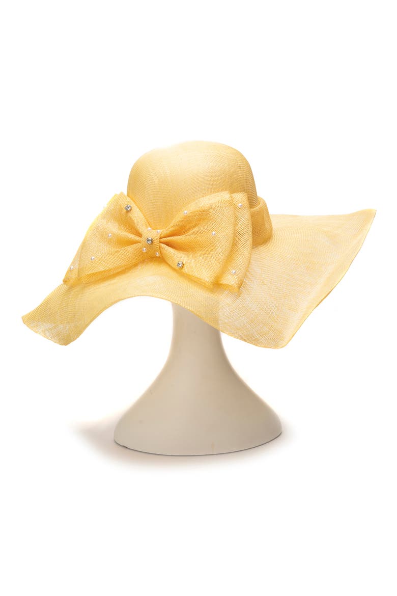 Large Bow Sinamay Floppy Hat, Alternate, color, PALE YELLOW