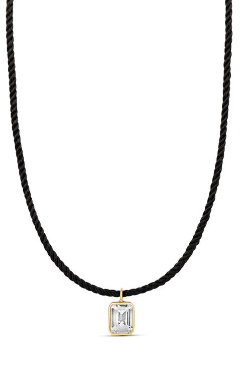 Emerald-Cut Cubic Zirconia Pendant Necklace