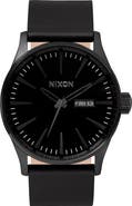 Nixon The Sentry Leather Strap Watch, 42mm