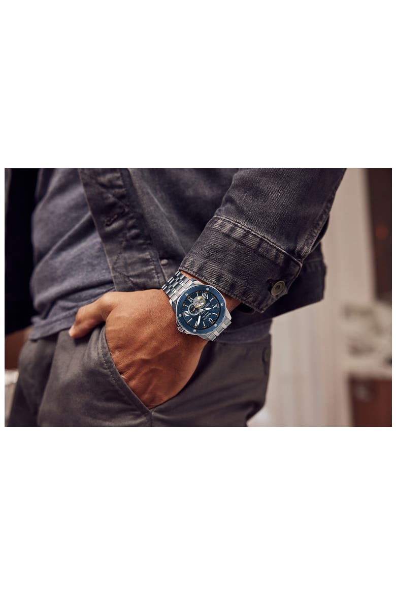 Marine Star Series A Bracelet Watch, 45mm, Alternate, color, BLUE/ SILVER