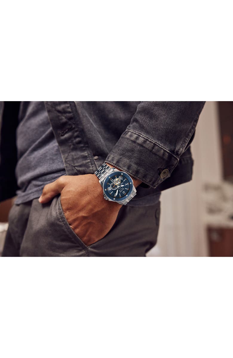 BULOVA Marine Star Series A Bracelet Watch, 45mm, Alternate, color, Blue/ Silver