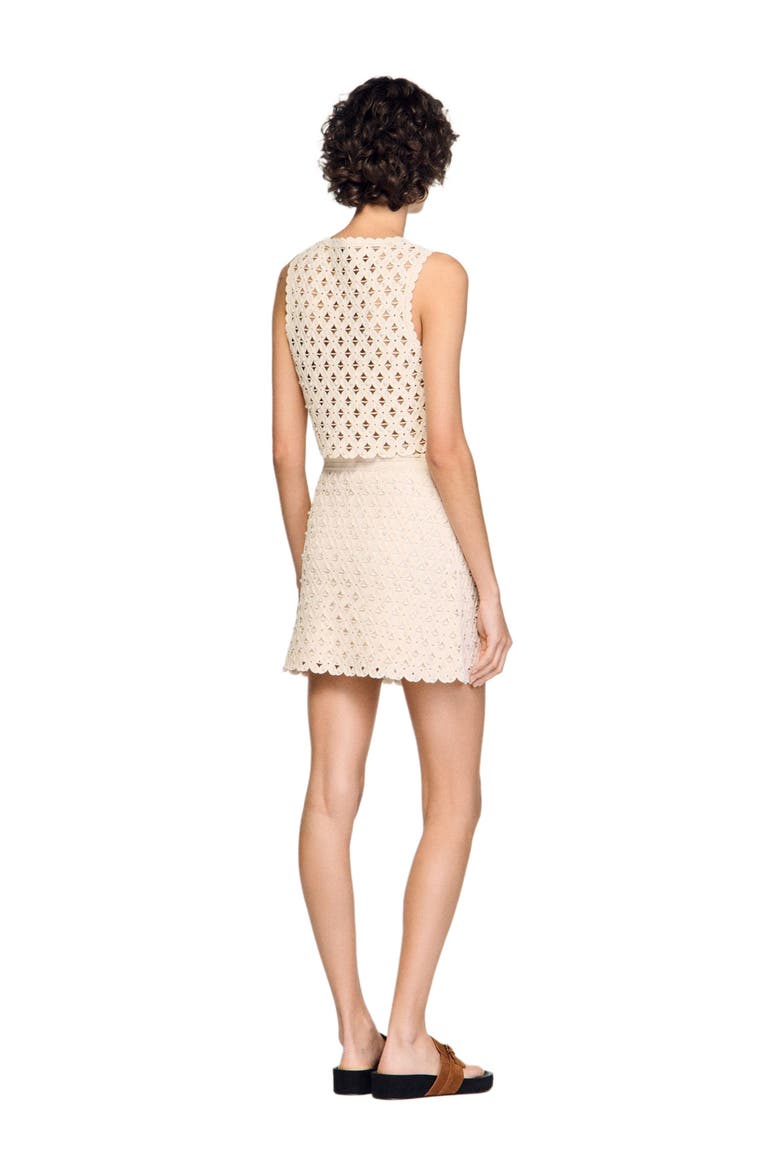 Short beaded crochet skirt, Alternate, color, Ecru