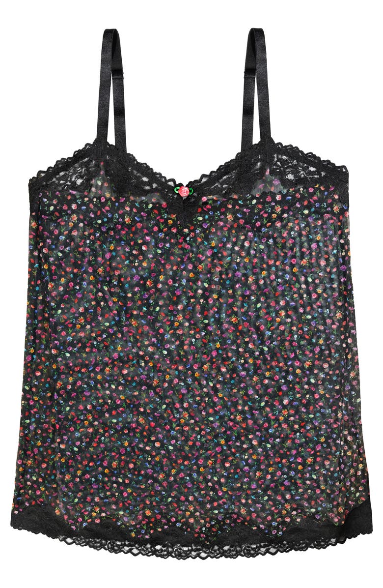 Curvy Couture Ditsy Floral Sheer Lace Trim Chemise, Alternate, color, Meadow Dream