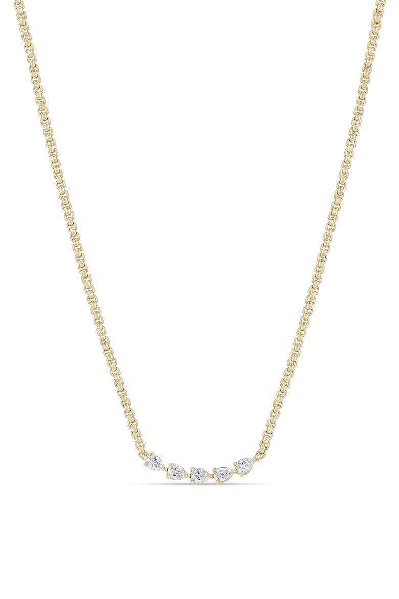 Diamond Pear Box Chain Necklace, Main, color, 14K YELLOW GOLD