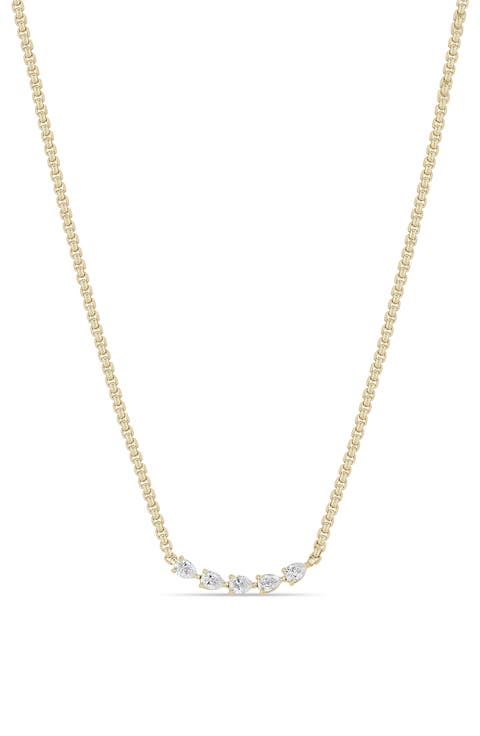 Diamond Pear Box Chain Necklace