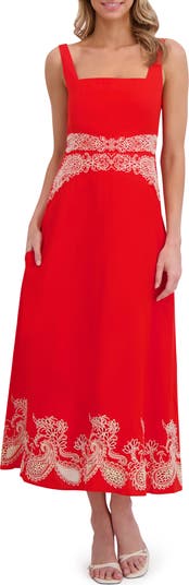 Ted Baker Embroidery Detail Square Neck Dress | Nordstrom