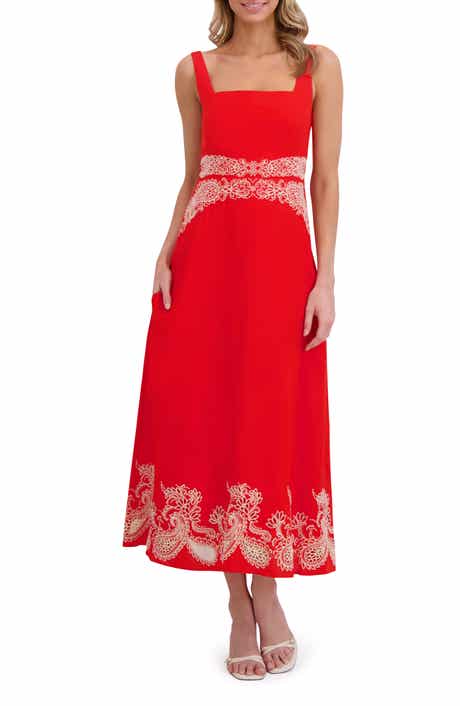 Ted Baker Embroidery Detail Square Neck Dress